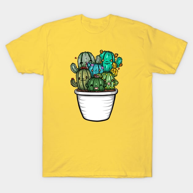 Succulent Family Illustration T-Shirt by yudabento